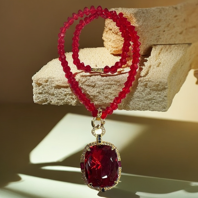 AAX009H-光彩夺目高奢斜挎链套装高端吊坠项链