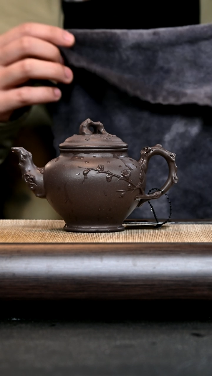 【闪购商品】紫砂茶壶JQ12761梅报春全手 天青