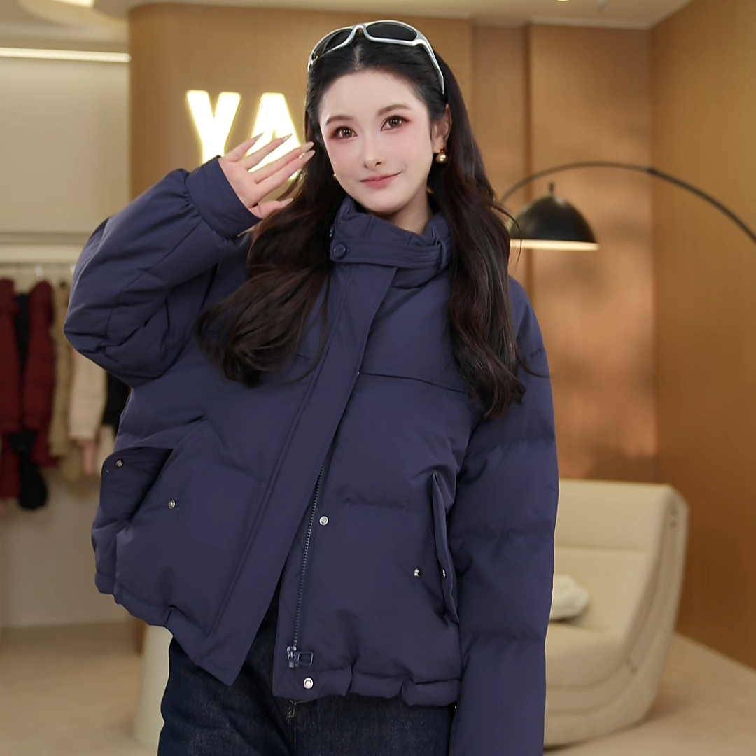 YAYA/鸭鸭女中长冬新国标90绒泡芙面包羽绒服保暖外套YE5B601745L