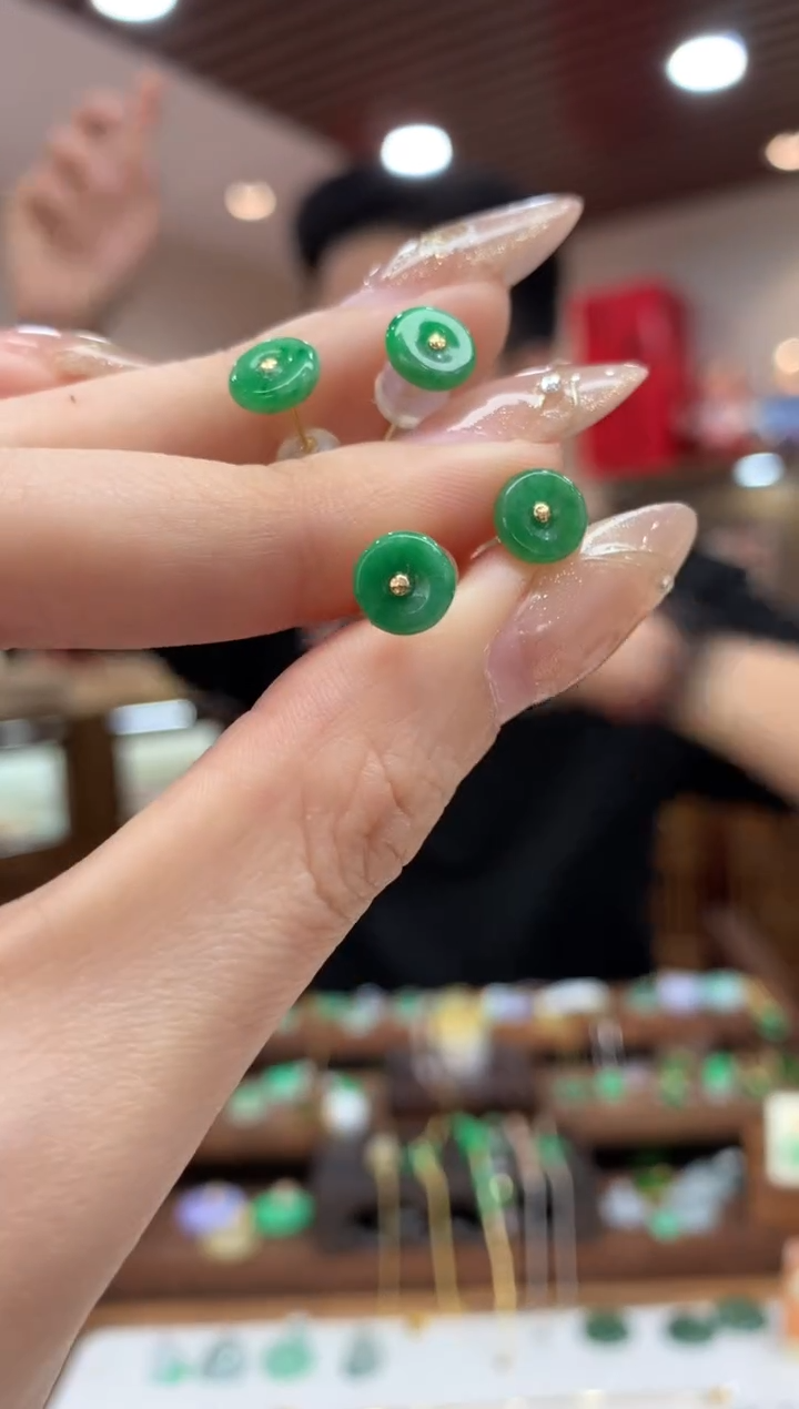 【闪购商品】翡翠耳饰18K金镶嵌耳钉多样性发货1件