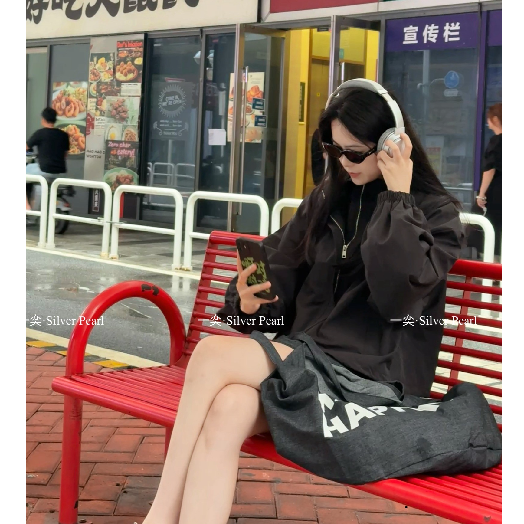 一奕【街头随想】抽褶纯色宽松型短外套时尚休闲街头痞帅炸街风女装