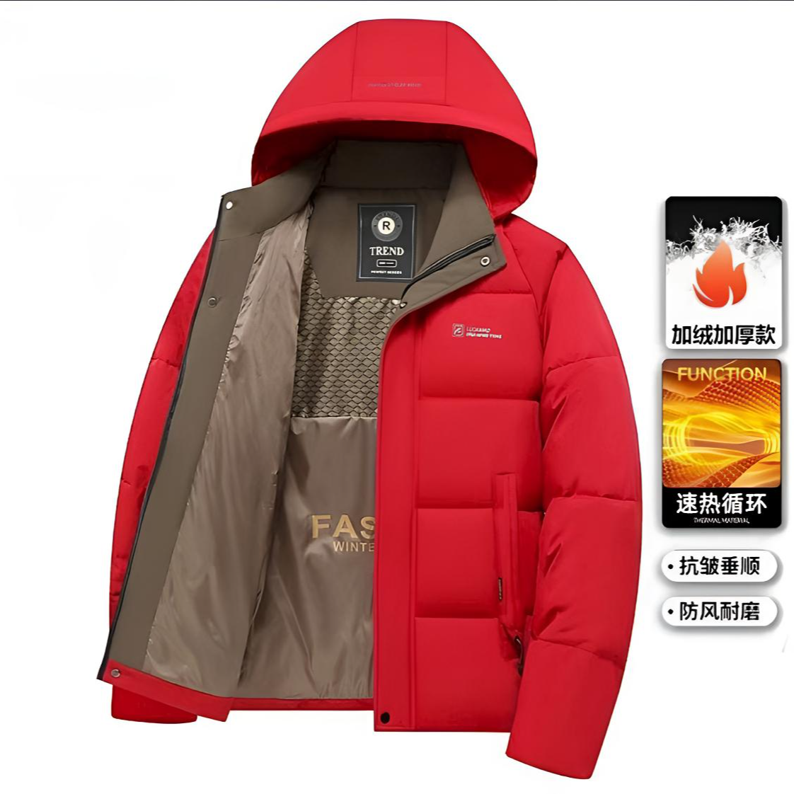 【杰锐发货快】爸爸装冬季休闲派克服中老年男士外套加厚保暖棉袄