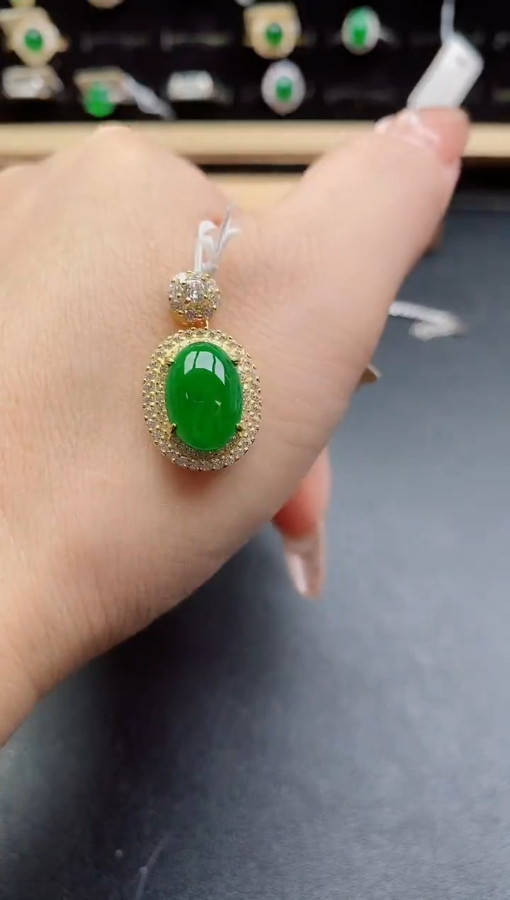 吊坠(赠链)银S925镶嵌翡翠1