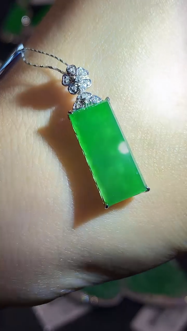 吊坠(不含链)18K金镶嵌翡翠L多样性发其一