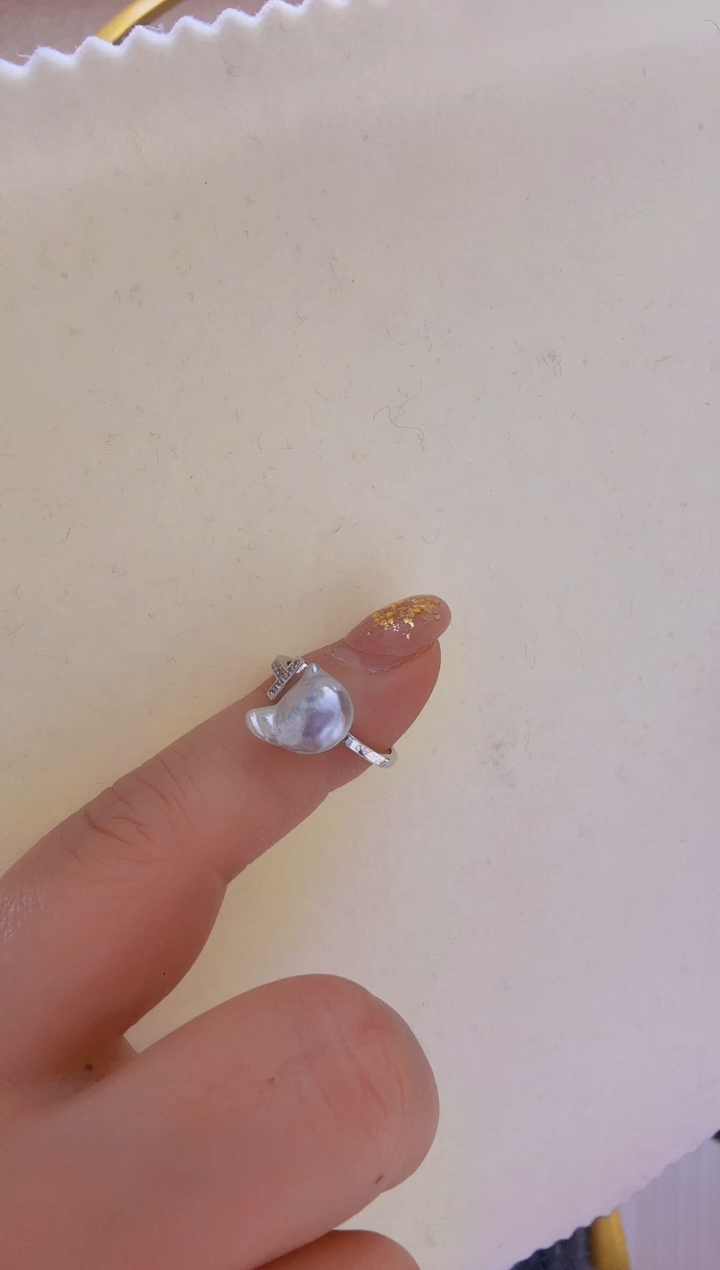 【闪购商品】海水珍珠戒指未镶嵌真多麻8*11mm+S925银戒指