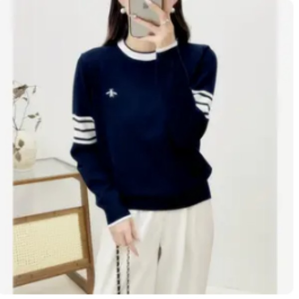 蜜蜂刺绣秋冬新款针织宽松百搭羊毛衫x11161