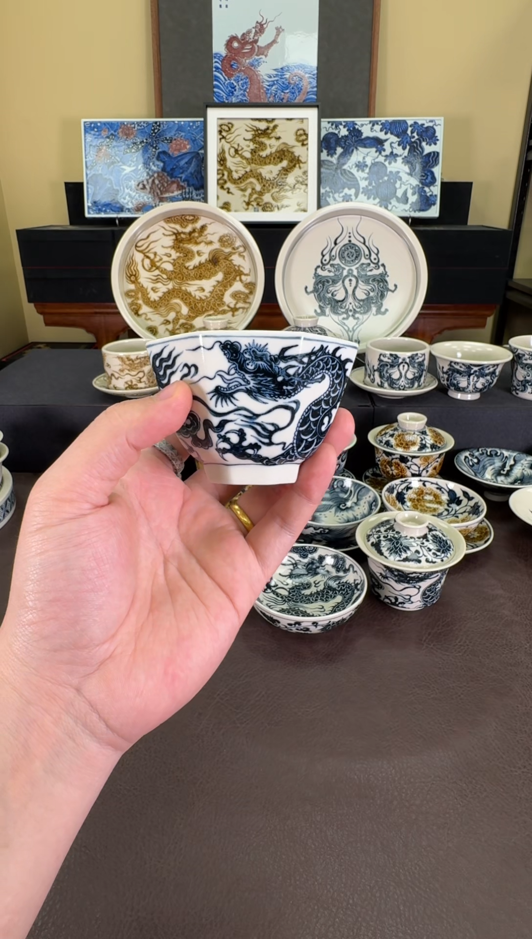 【闪购商品】二号釉1351龙纹八方杯