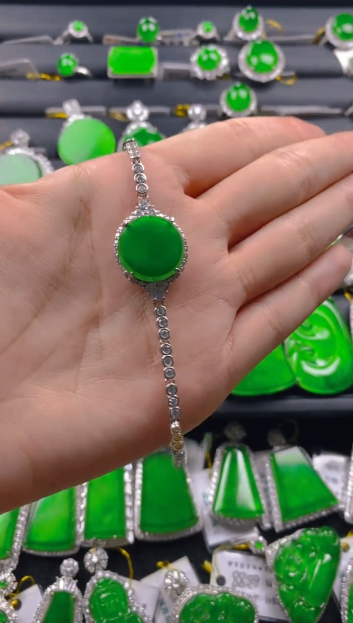 【闪购商品】翡翠手链银S925镶嵌11111111