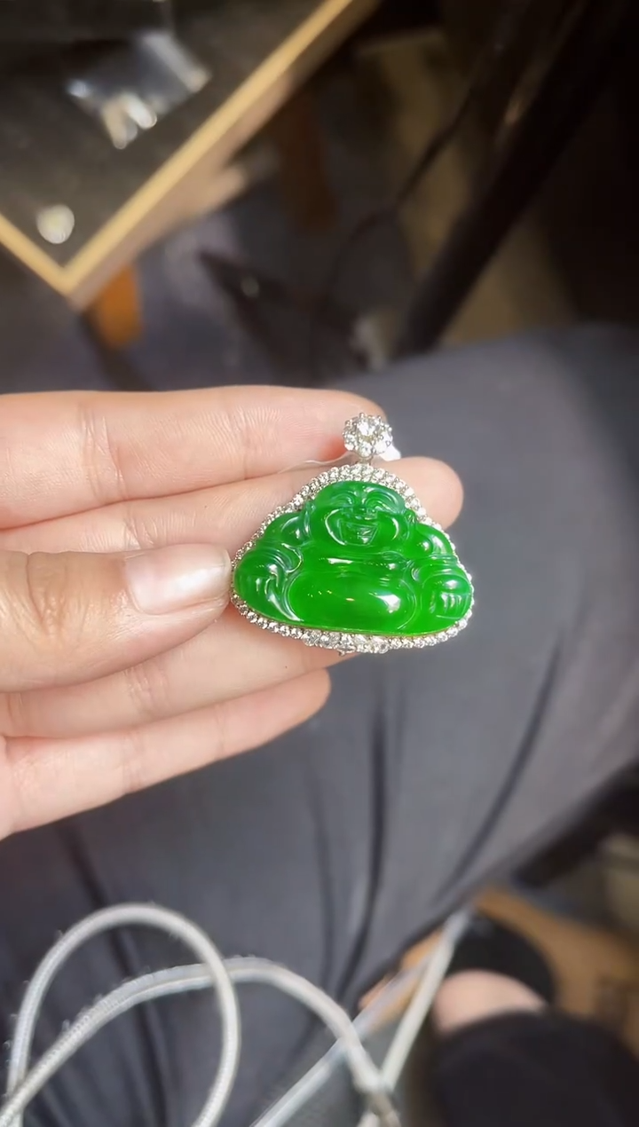 【闪购商品】翡翠颈饰银S925镶嵌佛公吊坠