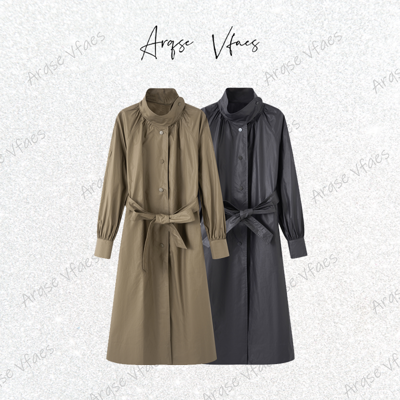 [ARQSEVFAES正品]—2025秋新款中长款长袖腰带风衣外套AR213006
