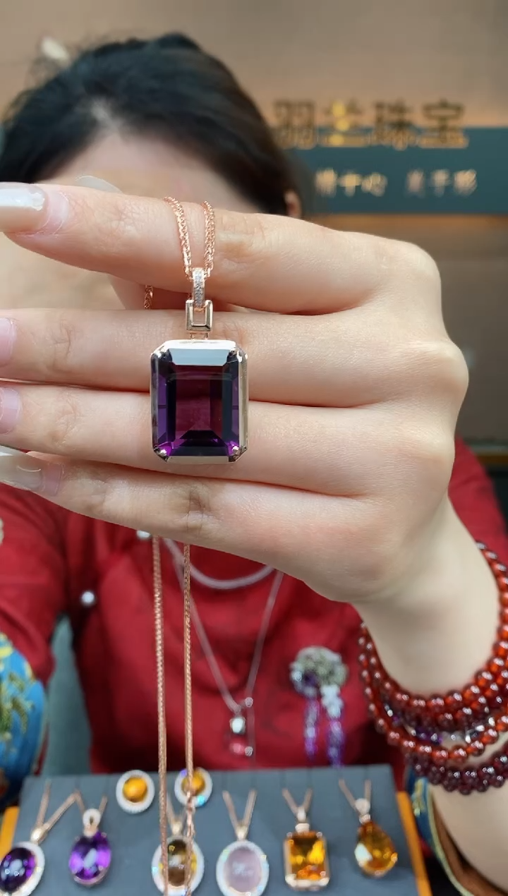 【闪购商品】紫晶吊坠银S925镶嵌紫晶吊坠