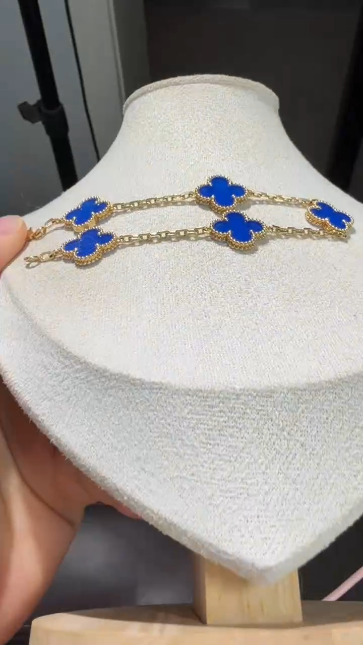 18K金镶嵌手链玛瑙/玉髓蓝玉髓五花手链