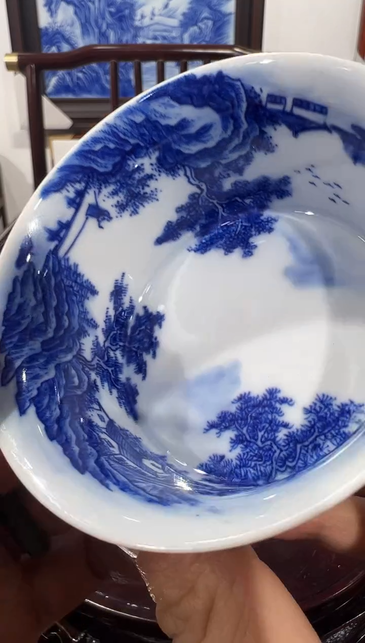 【闪购商品】039小王严选吴老师作青花山水马蹄杯