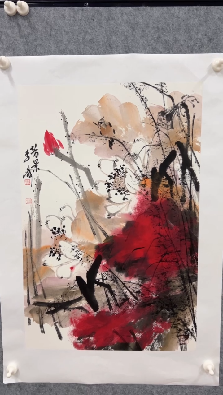国画李文峰四尺三开精品花鸟
