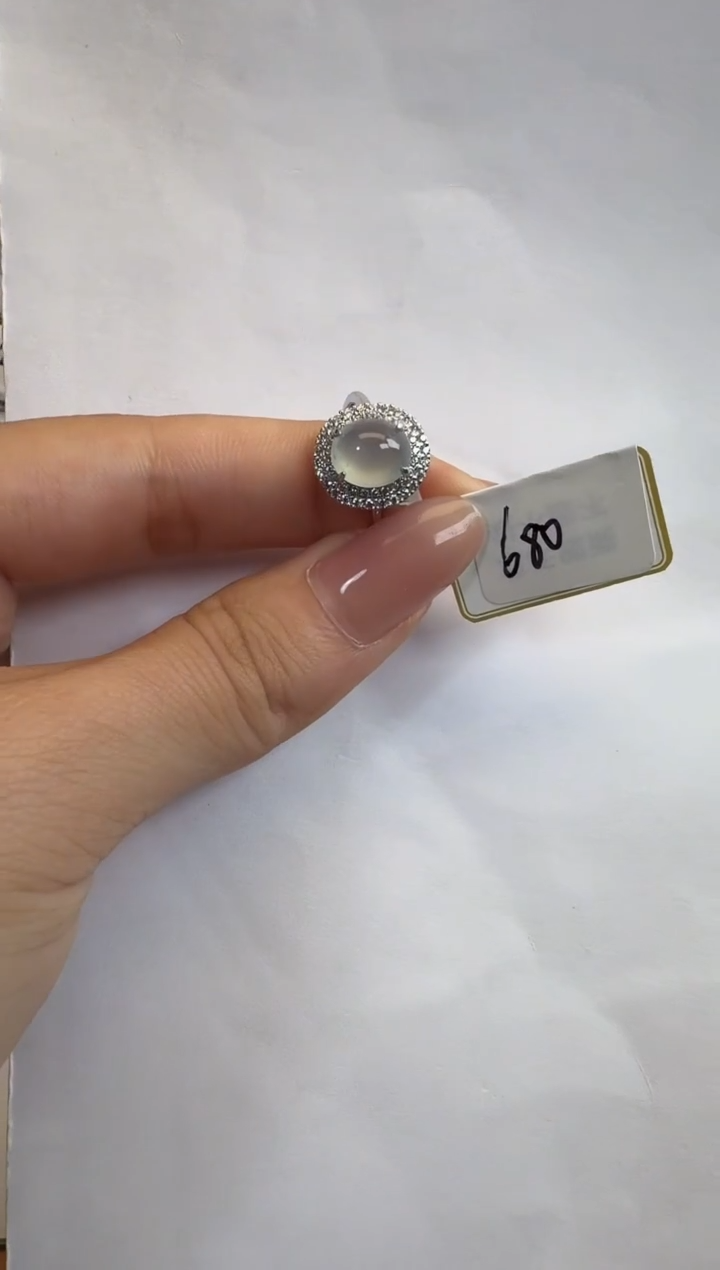 银S925镶嵌戒指翡翠925银镶缅甸A货翡翠戒指165