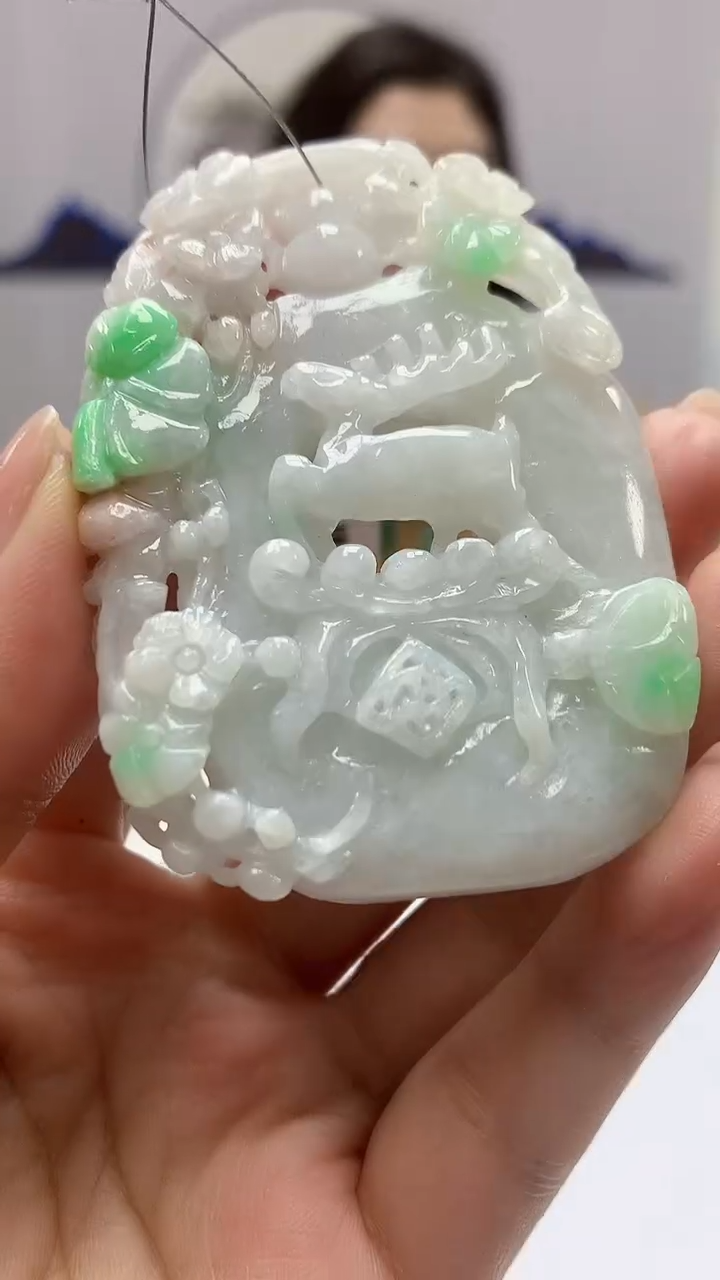 【闪购商品】定制翡翠未镶嵌4829ms-毛货挂件鹿136