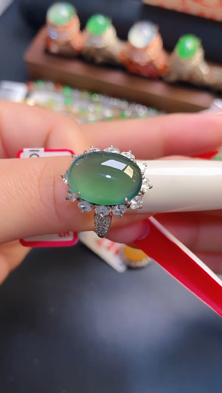 银S925镶嵌戒指翡翠天然