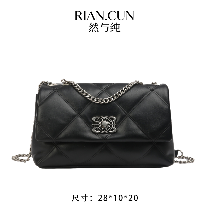 RAIN.CUN冬季2025新款轻奢设计单肩斜挎女包  BF-66317-黑色