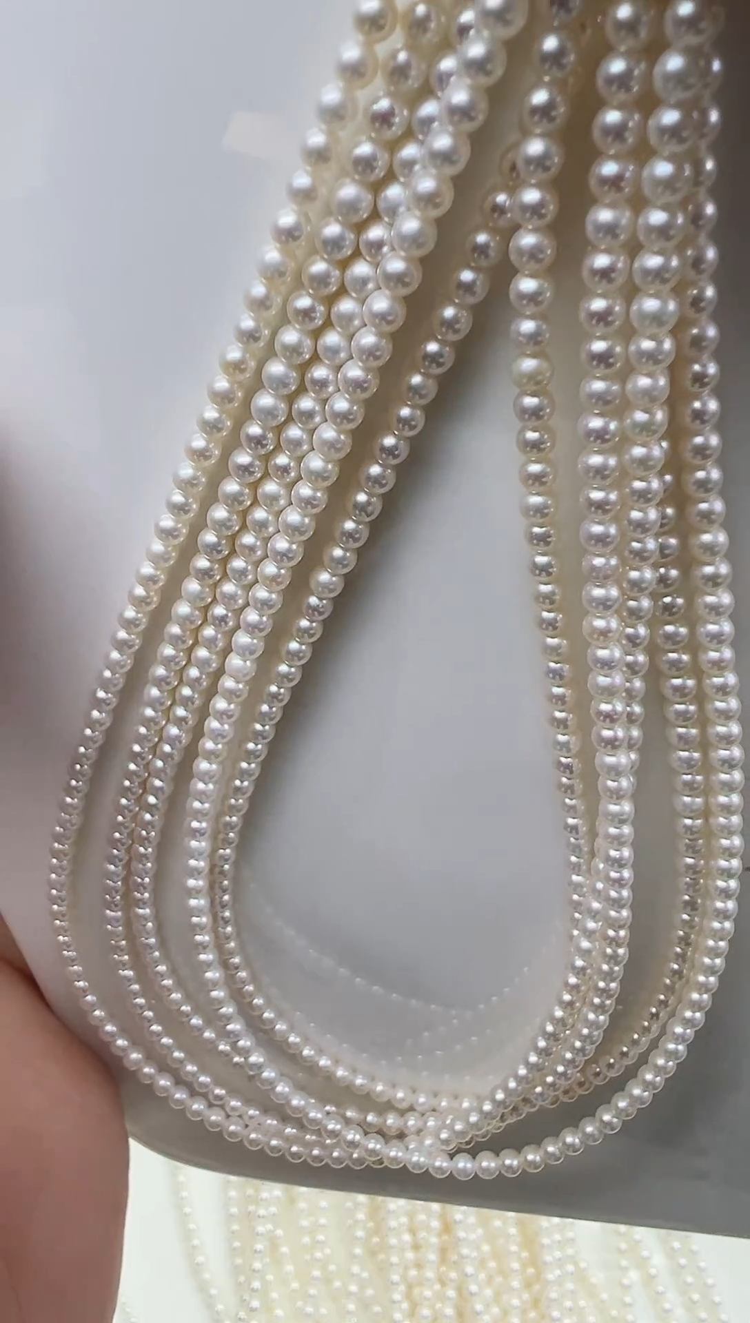 未镶嵌项链淡水珍珠极光白正圆小米链2.8-3mm