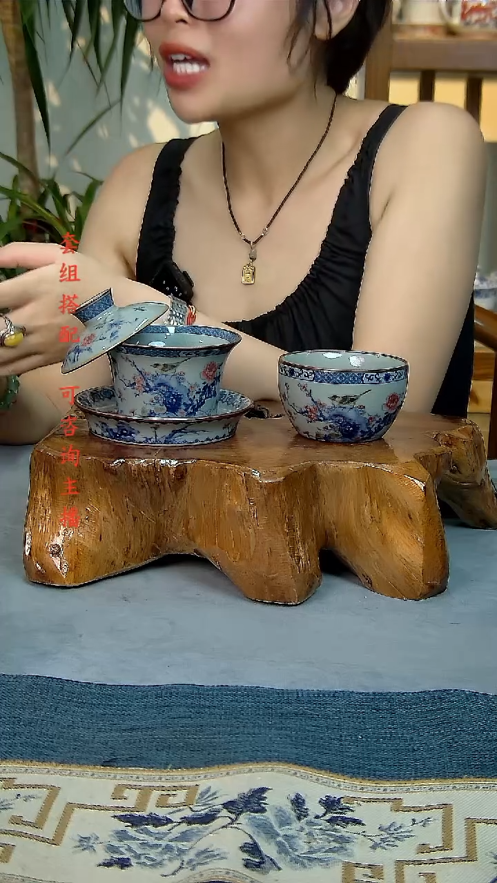  2件套陶瓷茶具老陶泥开片纹 