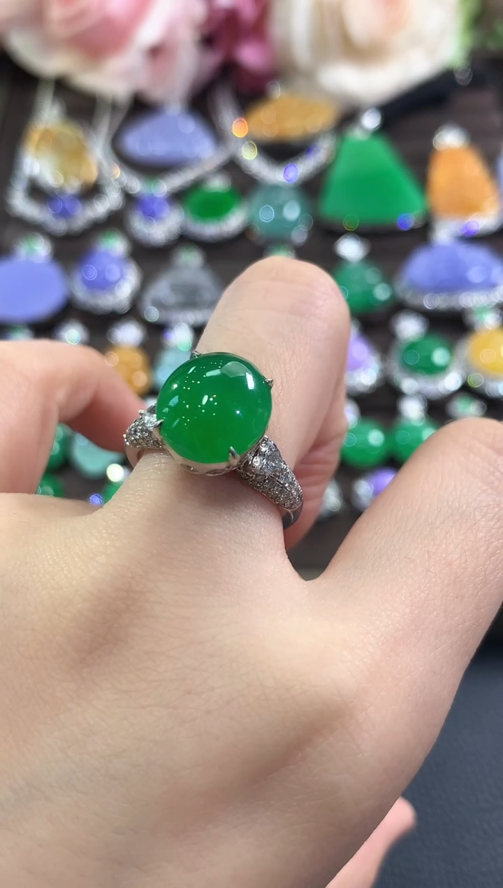 18K金镶嵌戒指翡翠橘**aB1