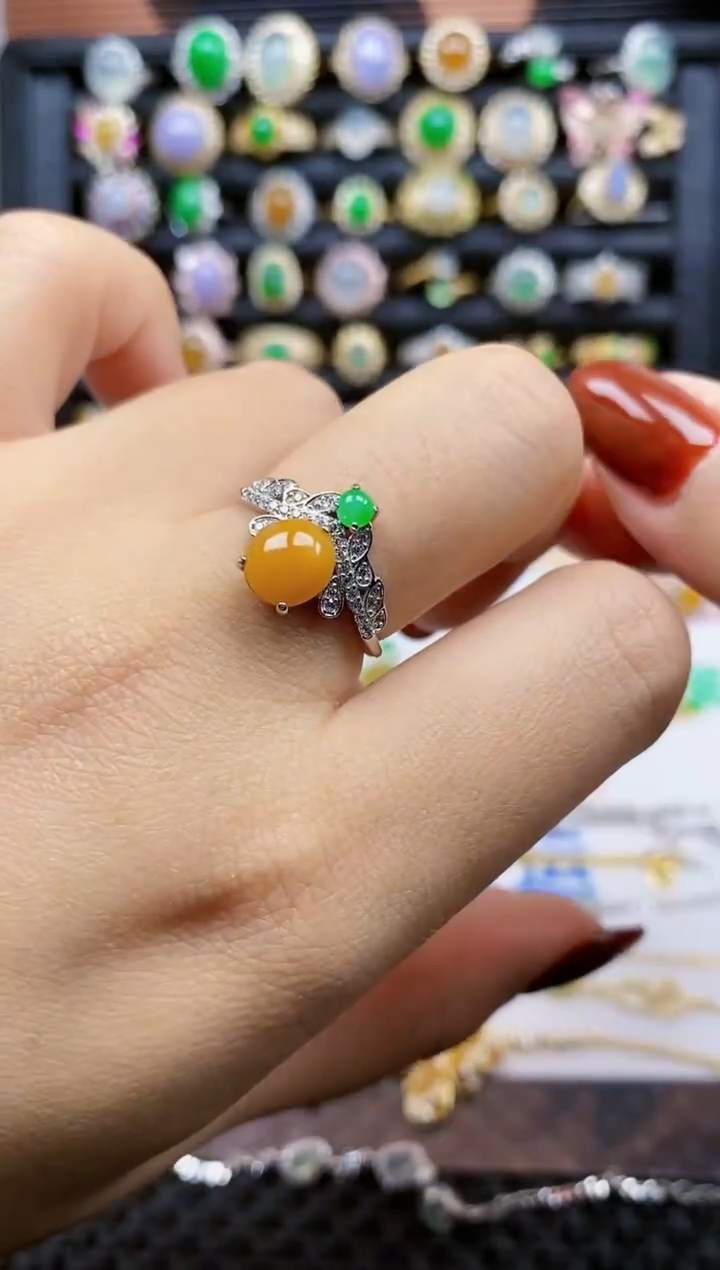 银S925镶嵌戒指翡翠140