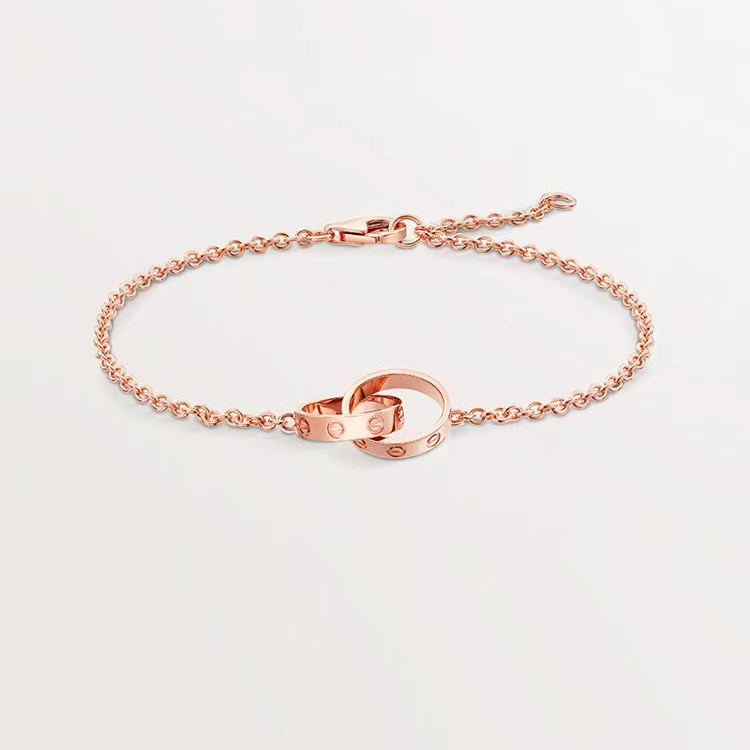 99新 Cartier/卡地亚 项链 love系列玫瑰金双环手链/首饰