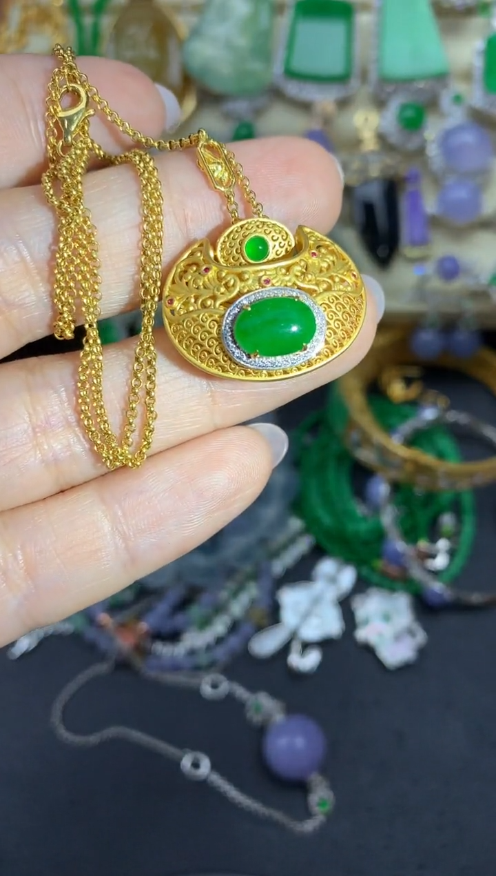 【闪购商品】翡翠颈饰18K金镶嵌440中国好珍宝