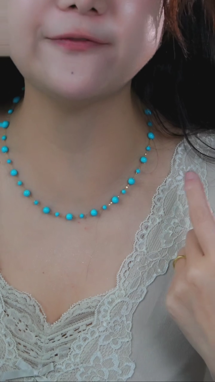 【闪购商品】绿松石项链18K金镶嵌发货一件