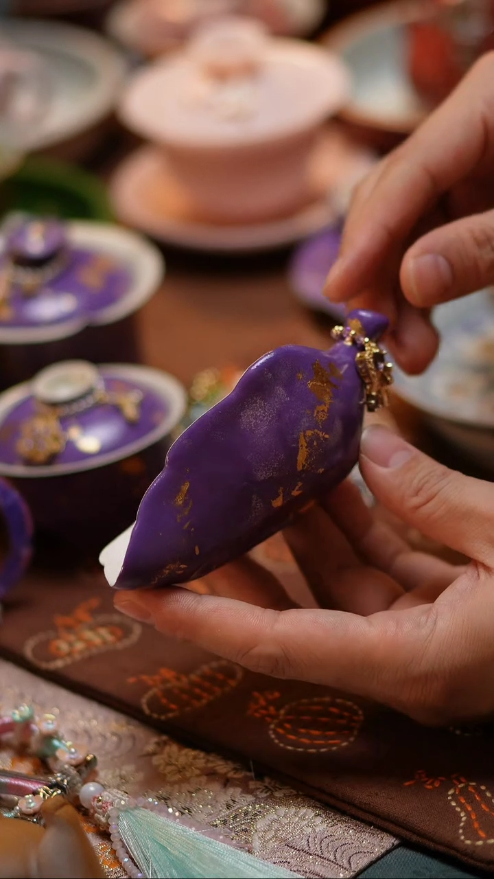 【闪购商品】摆件紫色大漆茶则+提溜