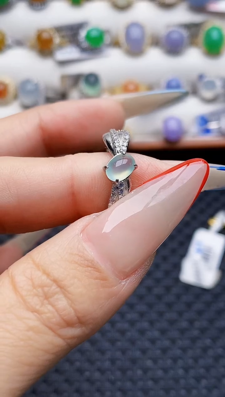 银S925镶嵌戒指翡翠5963