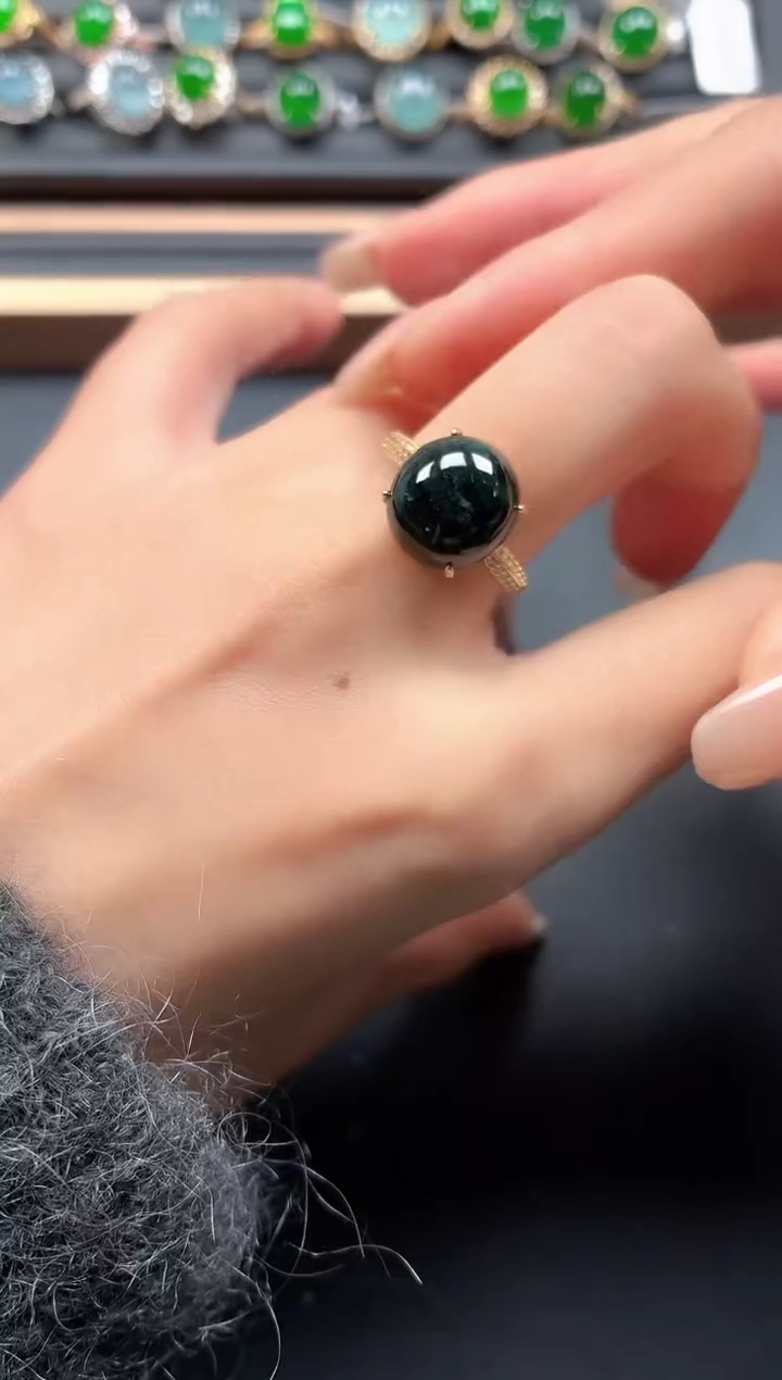 银S925镶嵌戒指翡翠111