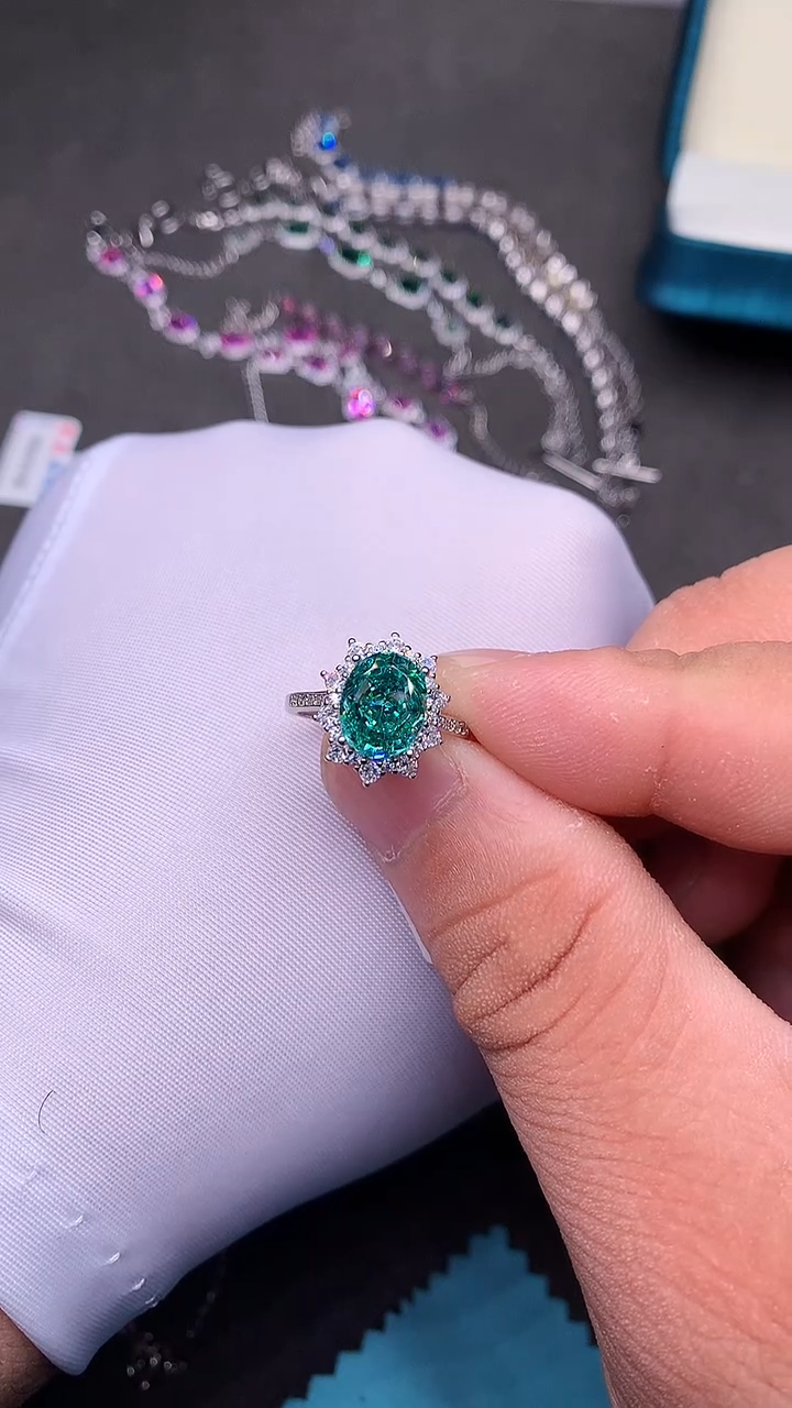 【闪购商品】帕拉依巴碧玺戒指银S925镶嵌........