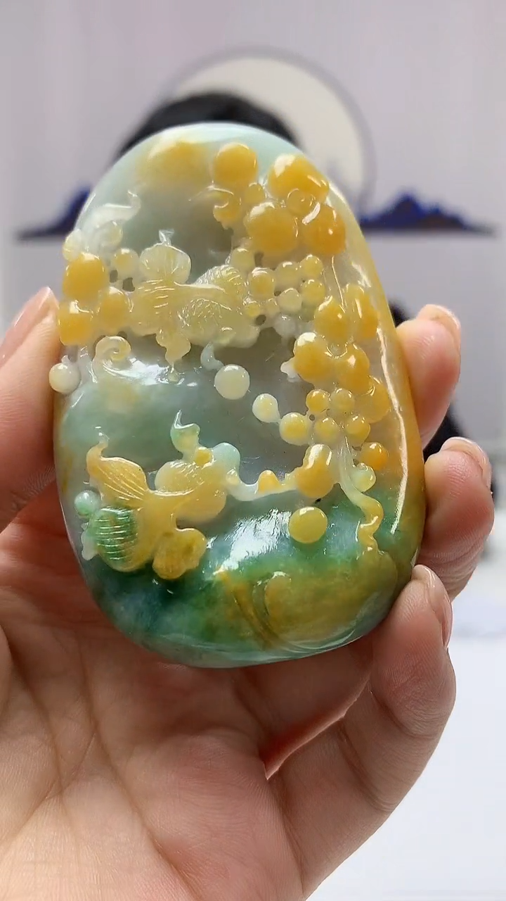 【闪购商品】定制翡翠未镶嵌4925ms-毛货114荷叶鱼