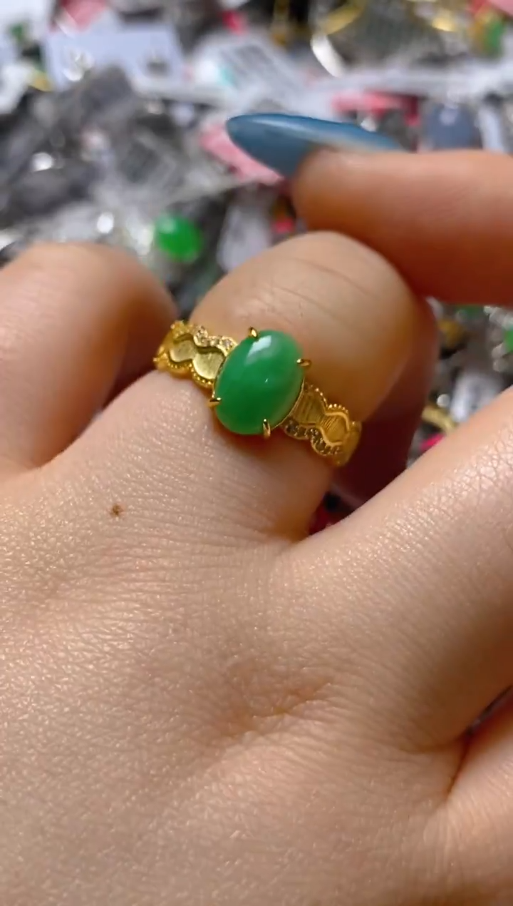 银S925镶嵌戒指翡翠百内无证书