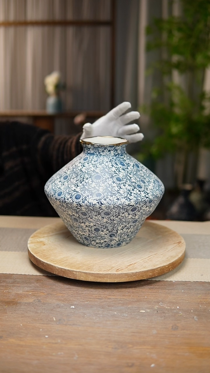 【闪购商品】陶瓷 花器青花瓷向日葵飞碟