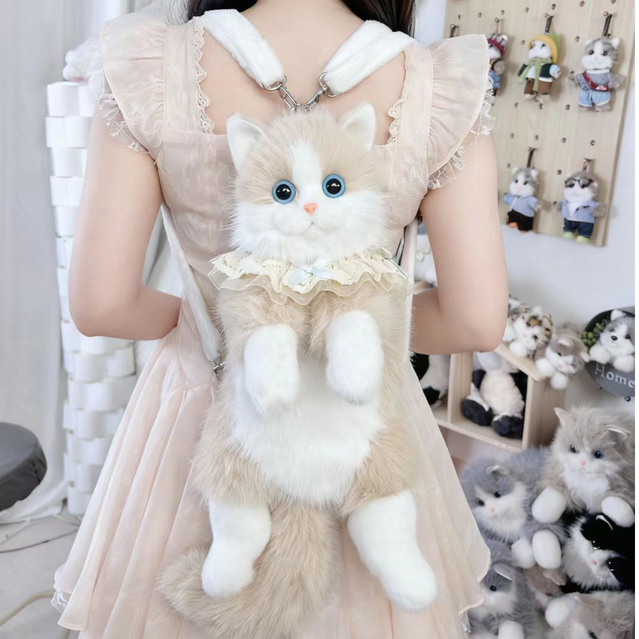【专属】兽道仿真猫咪玩偶背包可爱会叫猫咪毛绒玩具女生生日礼物