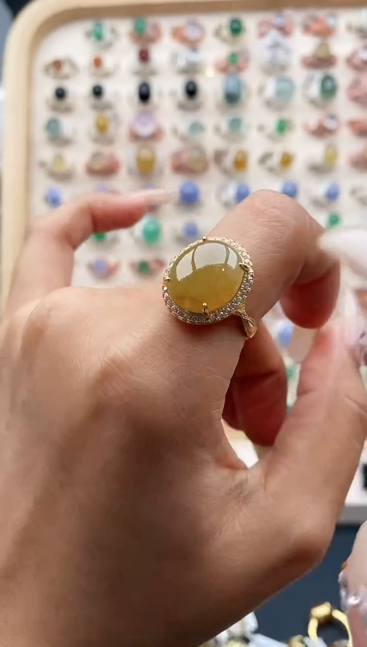 【闪购商品】翡翠戒指银S925镶嵌缅甸天然A货翡翠111    4-4