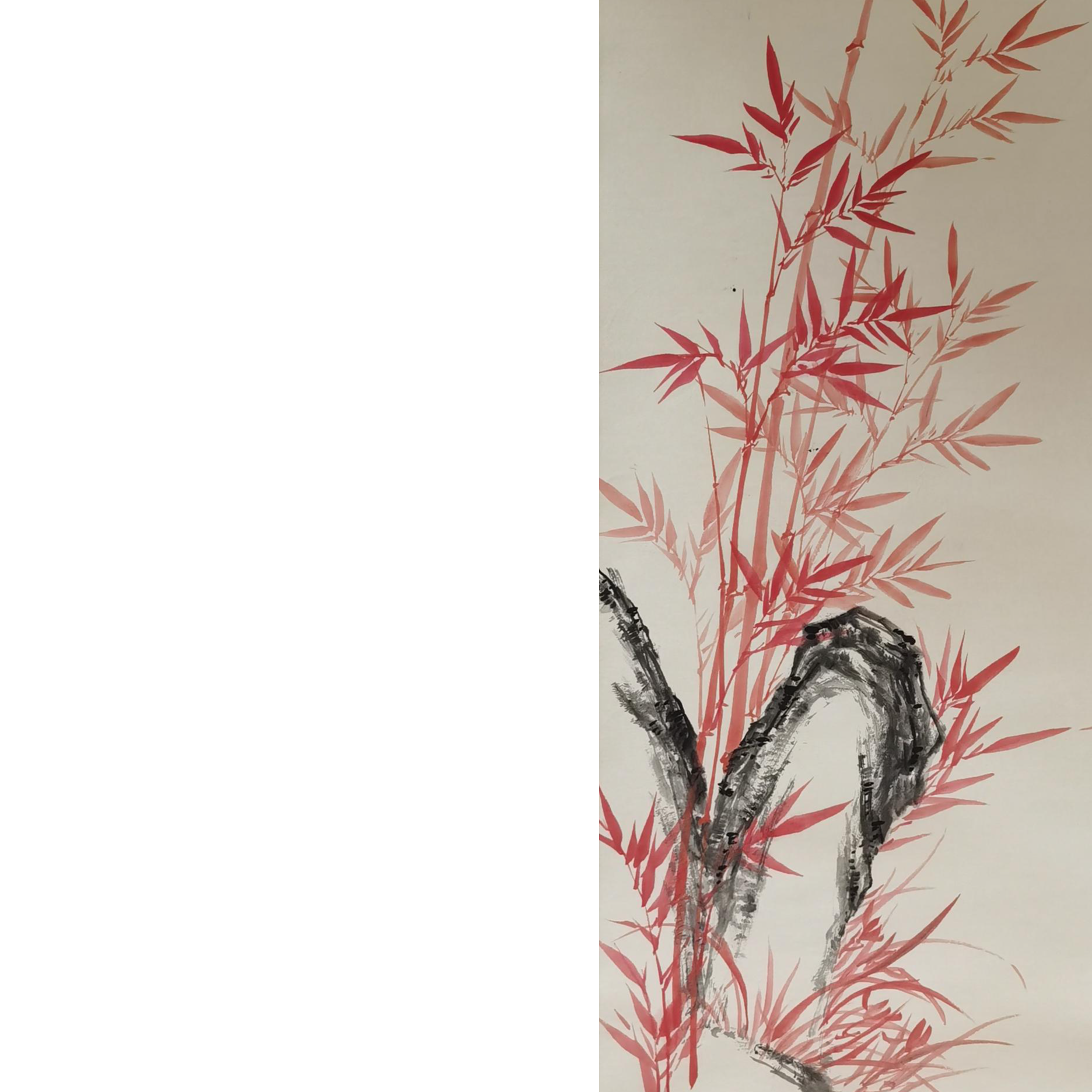 【辽拍】V250709-2-514《竹石图》（4.4平尺）纸本镜片 ws18