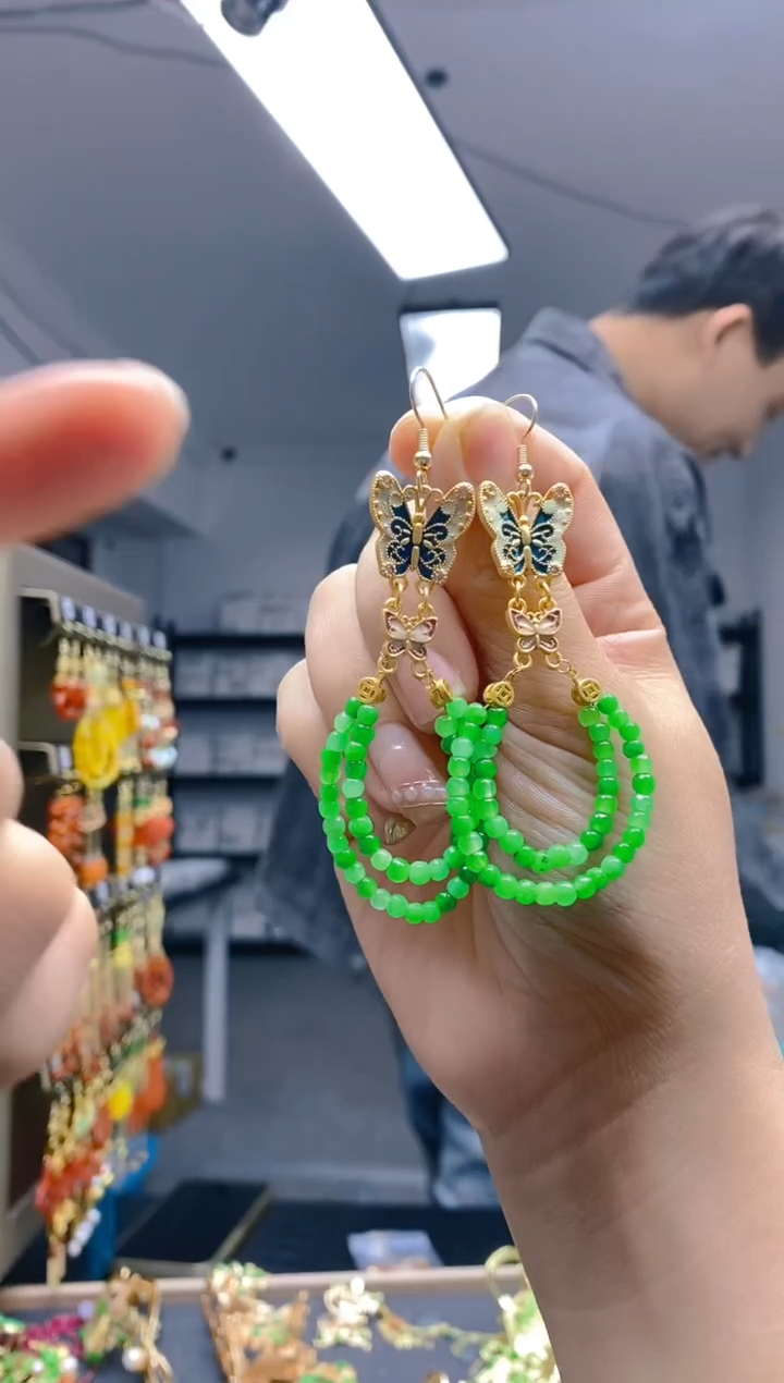 【闪购商品】翡翠耳饰合金0129翡翠耳钩