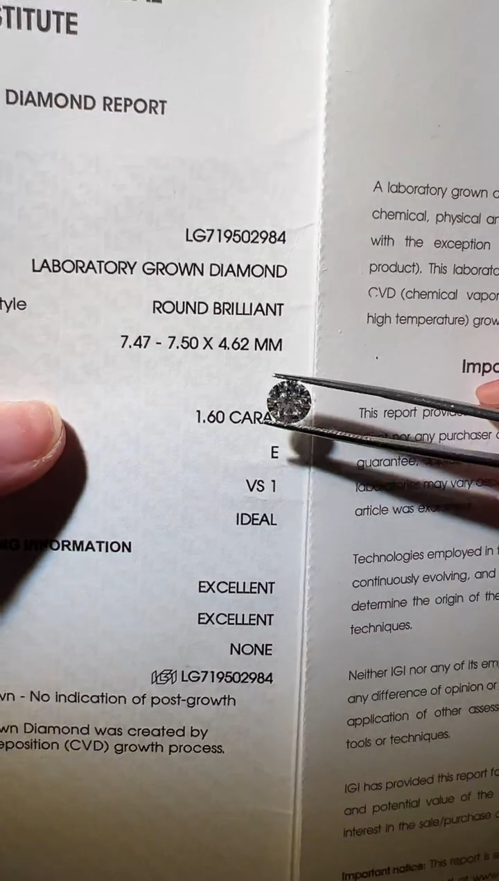 合成钻石裸石未镶嵌LG2984 1.6ct