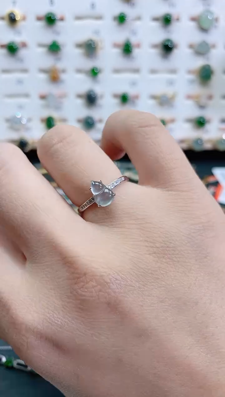 银S925镶嵌戒指翡翠桉*天然翡翠