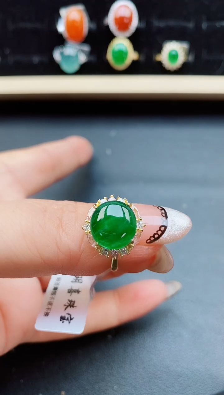 翡翠戒指银S925镶嵌508050