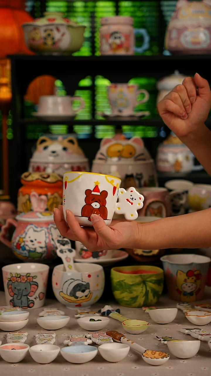 陶瓷无盖款景德镇高温釉下彩纯手绘创意瓷 