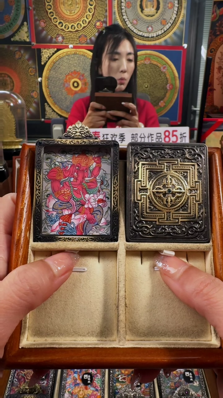 【闪购商品】吊坠壹善缘城手绘唐卡象头c单面