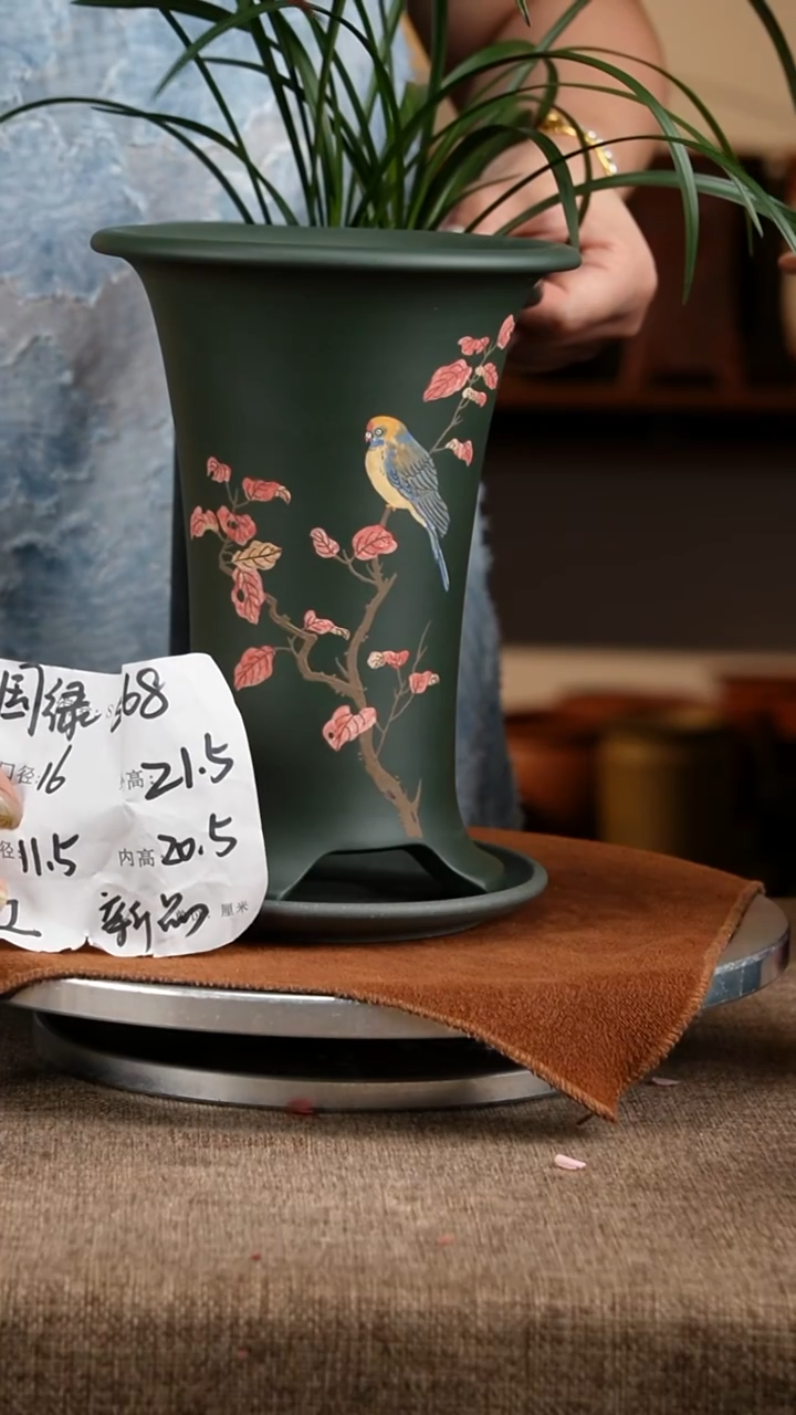 紫砂花盆花卉工艺5968+z果绿
