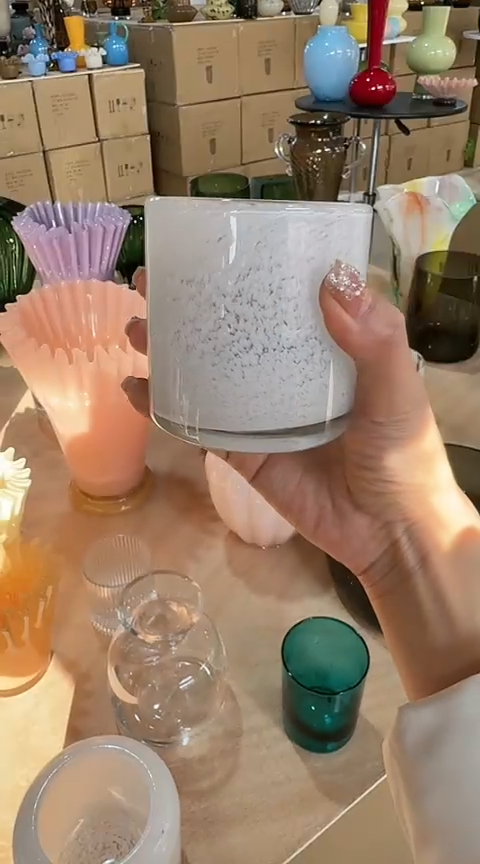 【闪购商品】玻璃白色蜡杯