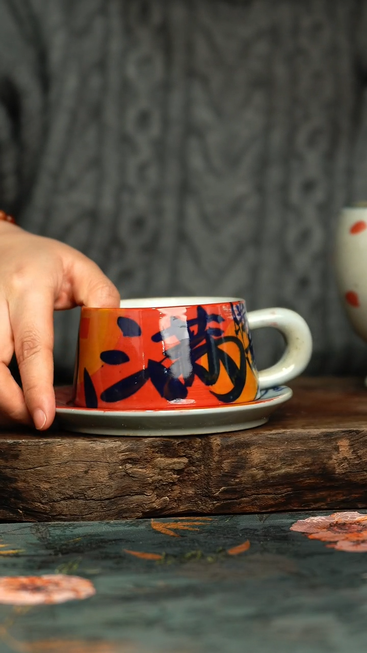 【闪购商品】杯杯釉下彩手工手绘同款陶器