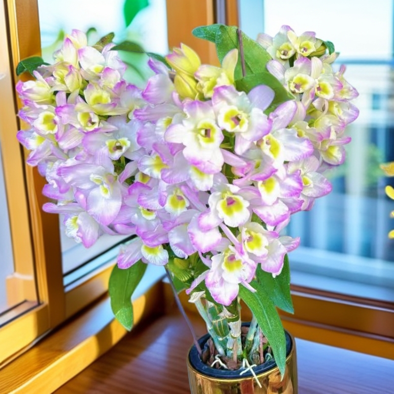 5花剑带花苞 九转牡丹 梦幻春石斛室内观赏老桩兰花盆栽