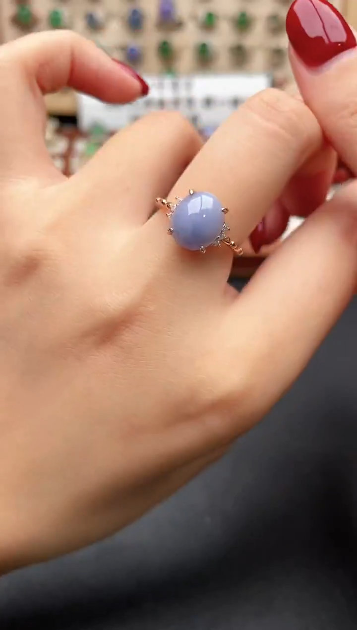 银S925镶嵌戒指翡翠一物一证一礼盒